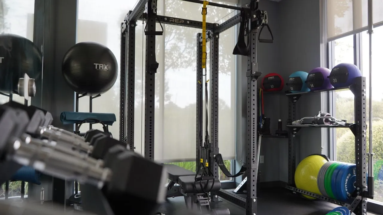 The finished, fully equipped office gym