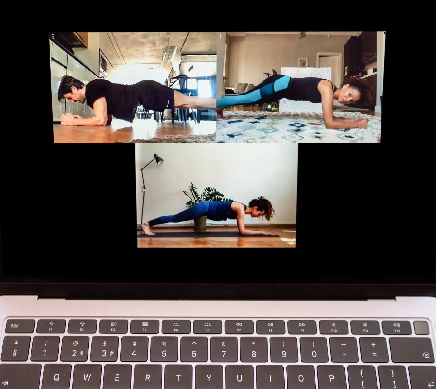 Employees training together on a group video call